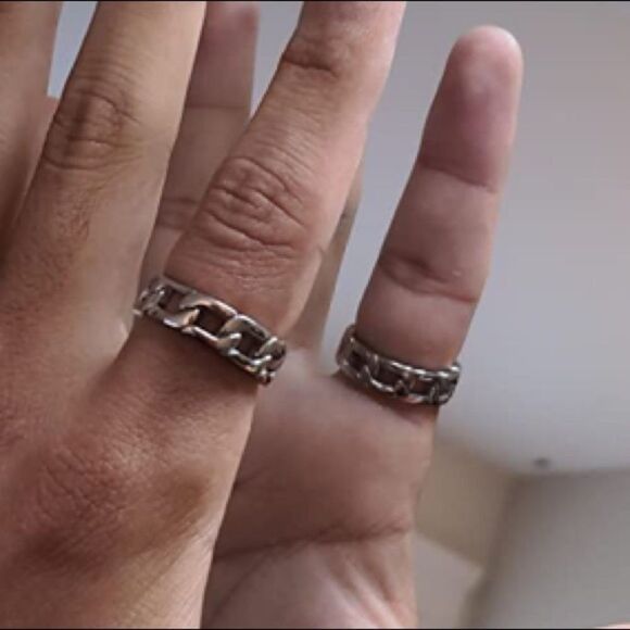 Unisex stainless steel Cuban chain link ring - Picture 6 of 9